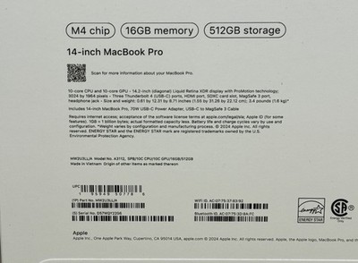 Apple MacBook Pro 14" M4 10C GPU 4.5GHz 16GB RAM 512GB SSD A3112 -New Sealed #2