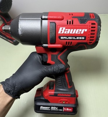 Bauer 20V Brushless Tool Lot 3/8" & 1/2" Impact Wrench, Grinder, 2 Batts/Charger #4