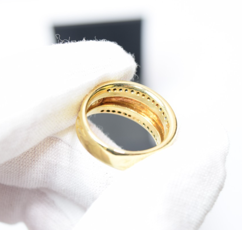 David Yurman 18K Yellow Gold Diamond Cable Cigar Band Ring Size 7 Vintage #3