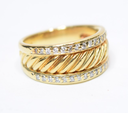 David Yurman 18K Yellow Gold Diamond Cable Cigar Band Ring Size 7 Vintage purchase