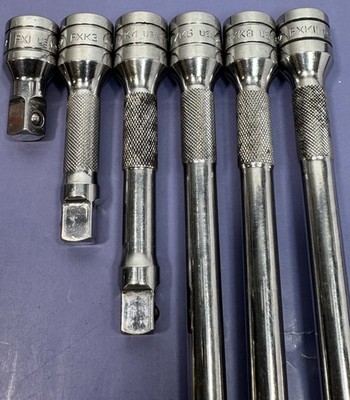 Snap On Tools NEW 206AFX 6pc 3/8" Drive Knurled Chrome Socket Extension Set USA #2