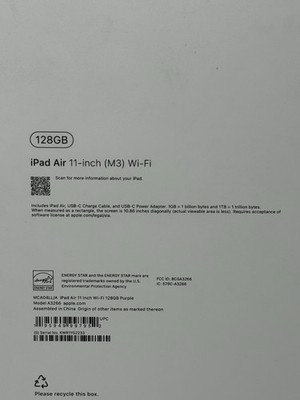 Apple iPad Air 11" M3 128GB, Purple ‎MCA04LL/A -Open Box +Apple Smart Folio -New #6