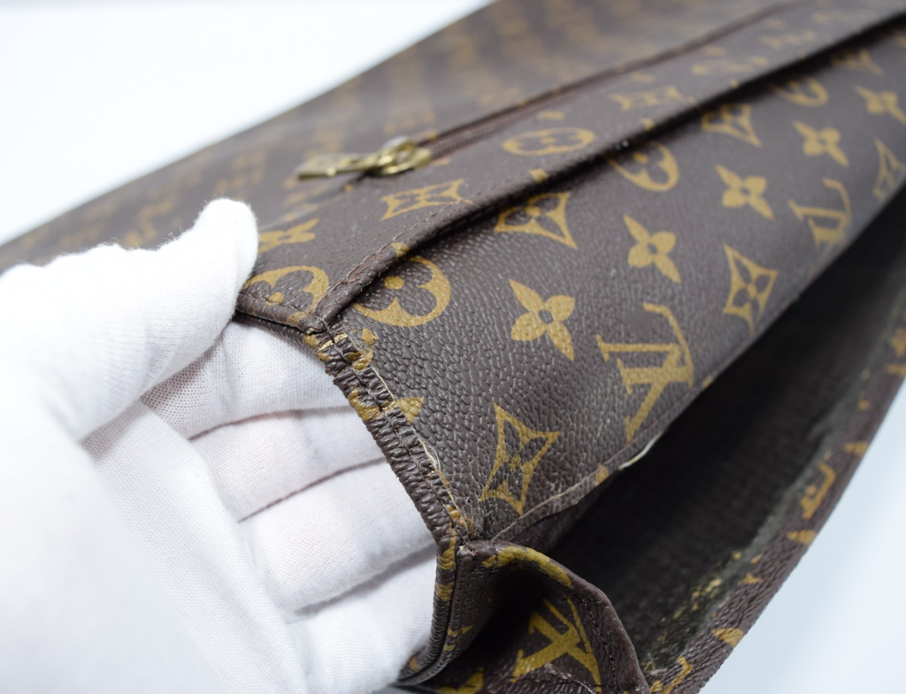 Louis Vuitton Monogram Briefcase Document Folding Portfolio Clutch Envelope #9