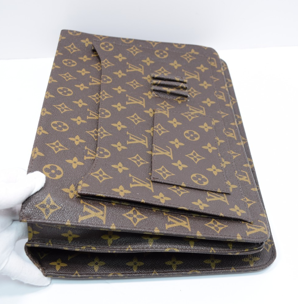 Louis Vuitton Monogram Briefcase Document Folding Portfolio Clutch Envelope #12