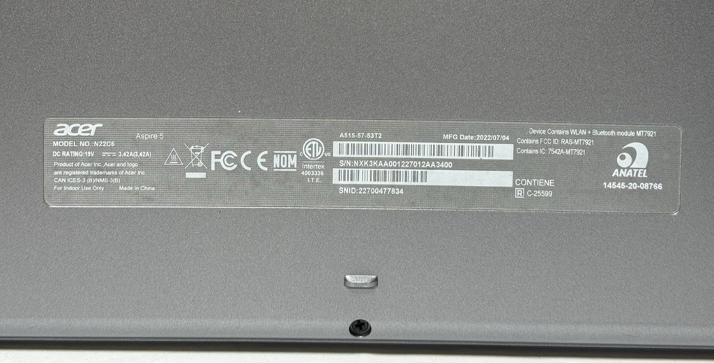 ACER Aspire 5 N22C6 15.6" i5-1235U, 16GB RAM, 512GB SSD, Windows 11P, 96% Batt #6