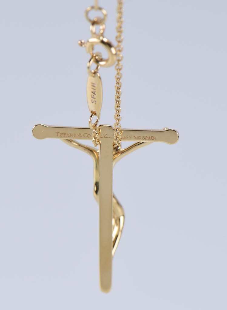 18K 750 Yellow Gold Tiffany & Co Elsa Peretti Spain Crucifix Pendant Necklace #2