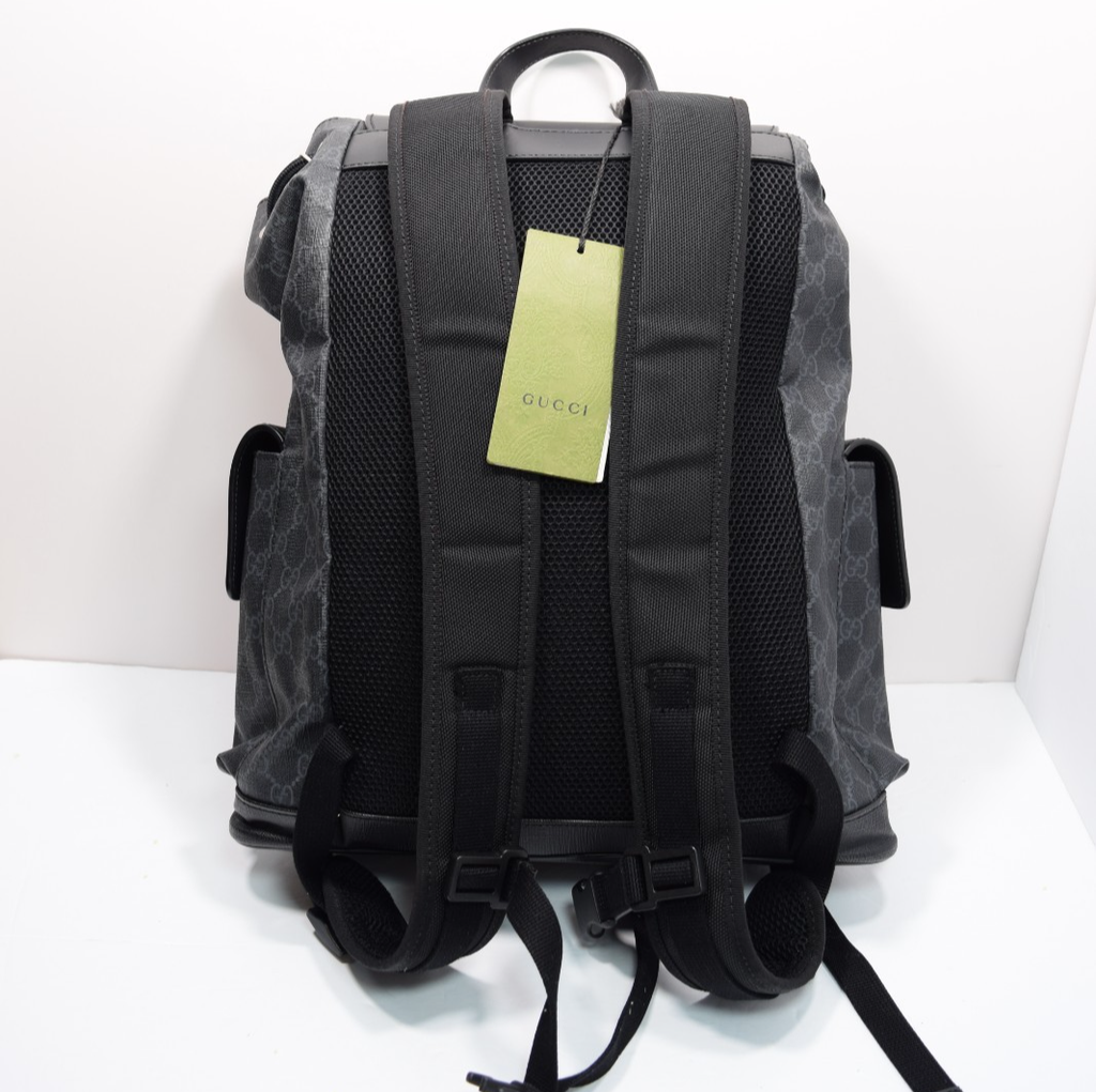 GUCCI 495563 GG Supreme Canvas Backpack Black Leather Trim Men's Bag #4