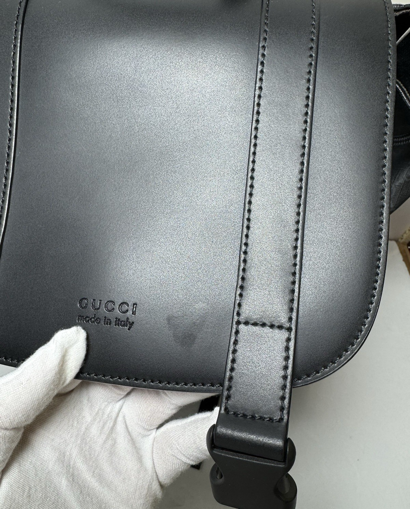 GUCCI 495563 GG Supreme Canvas Backpack Black Leather Trim Men's Bag #13