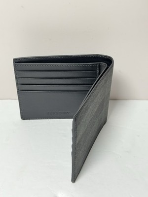 Burberry Men's Charcoal Check Bifold Wallet -New #5