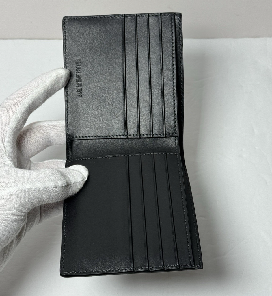 Burberry Men's Charcoal Check Bifold Wallet -New #7
