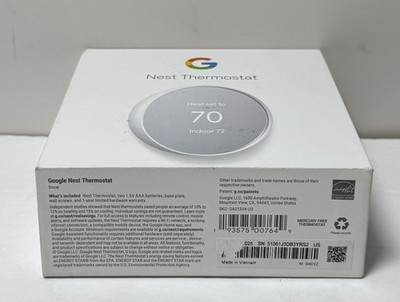 Google Nest Smart Thermostat, Snow - GA01334-US-New Sealed #2