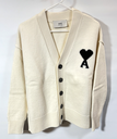 AMI Paris Heart Logo Wool Cardigan Sweater Cream Ecru Size S - NWT used