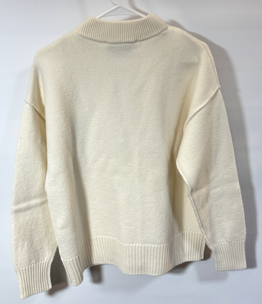 AMI Paris Heart Logo Wool Cardigan Sweater Cream Ecru Size S - NWT #4