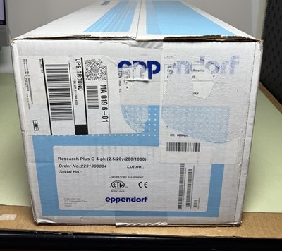Eppendorf Research Plus G 4-Pack Pipettes 2.5/20/200/1000 µL –2231300004 -Sealed #4