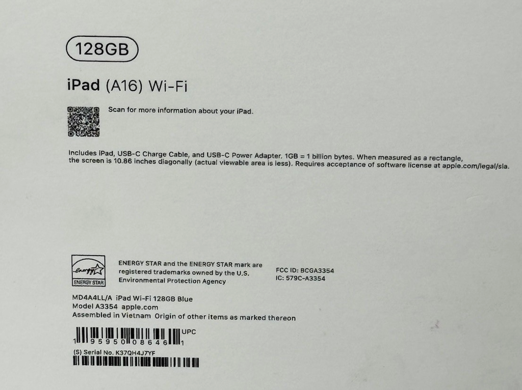 Apple iPad 11" (A16) 128GB Blue MD4A4LL/A WiFi Only  - New Sealed #3