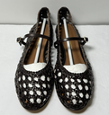 Margaux Woven Demi Jane Leather Flats Espresso Brown 39 (US 8.5-9) w/ Box buy