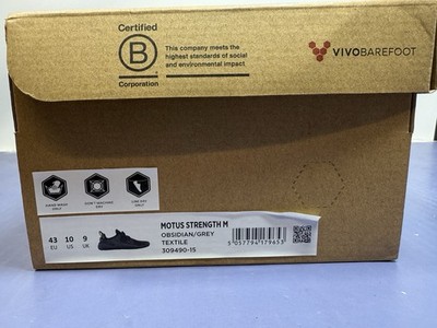 Vivobarefoot Motus Strength Mens Obsidian Size 10 NEW #5