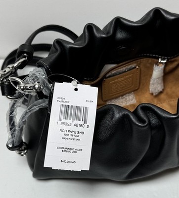 COACH Faye Shoulder Bag, Ruching, CV529  in Black -NWT #8