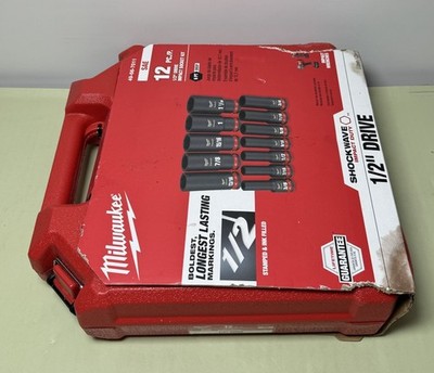 Milwaukee 49-66-7011 SHOCKWAVE 1/2" Drive SAE 6 Point Impact Socket Set 12PC-New #3