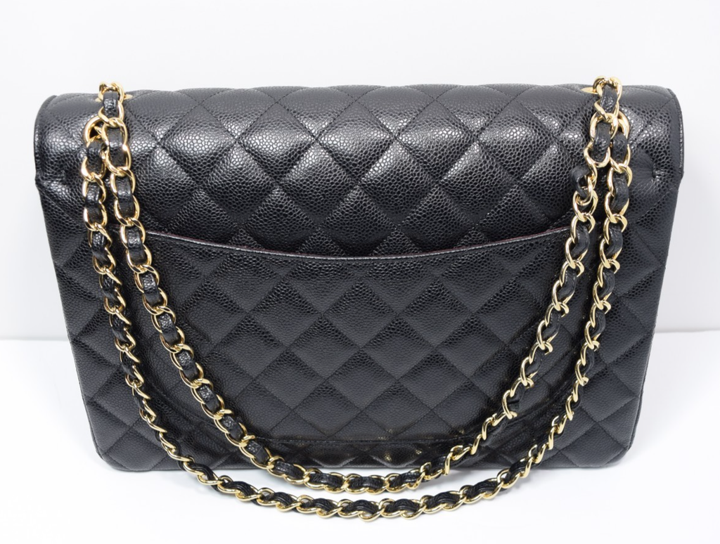 Chanel Classic Maxi Double Flap Black Caviar Leather Gold Hardware w/ Box & Dust #6