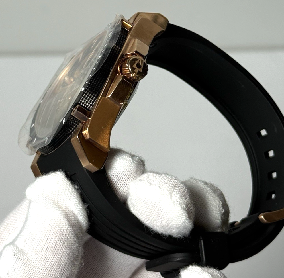 Bulova Precisionist 98B152 Icon Rose Gold Black Dial Polyurethane Men's Watch #6