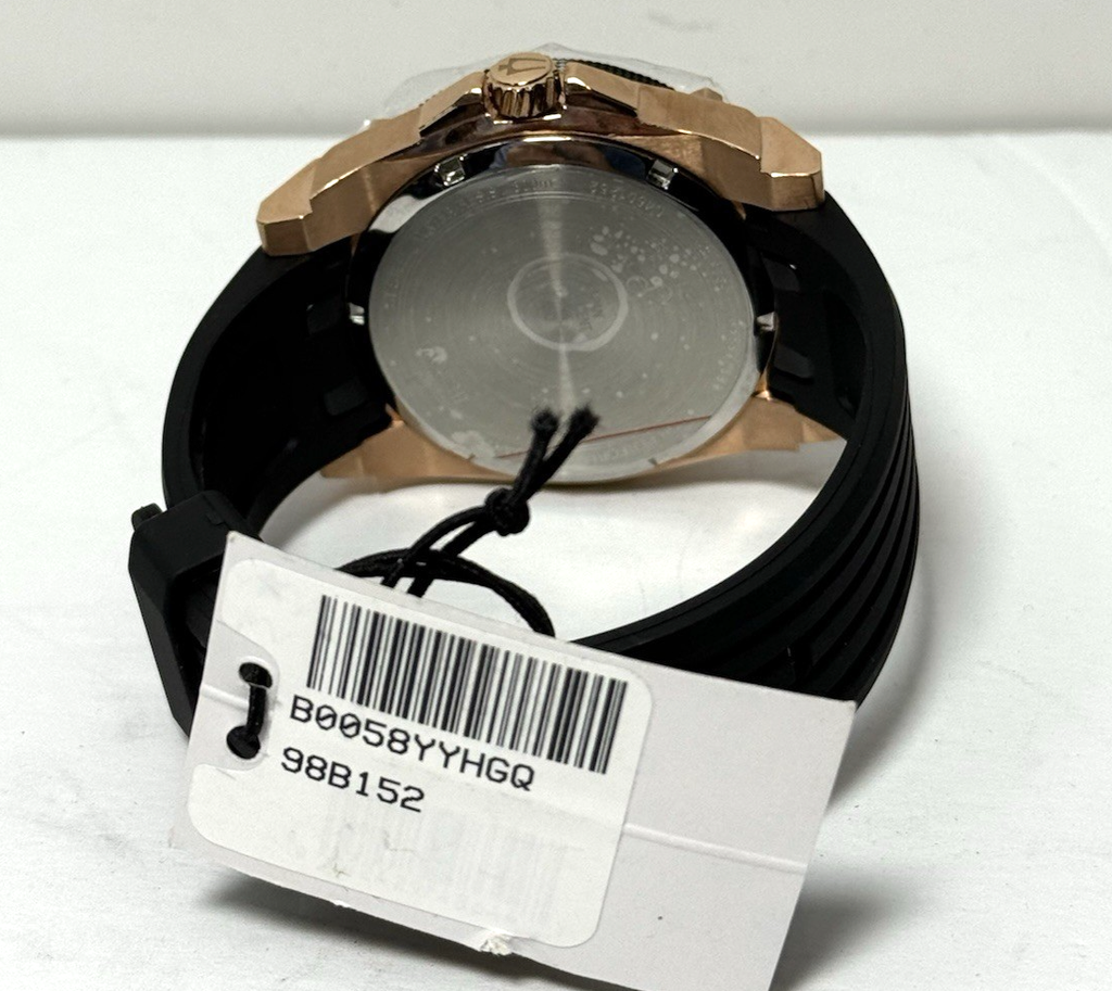 Bulova Precisionist 98B152 Icon Rose Gold Black Dial Polyurethane Men's Watch #7