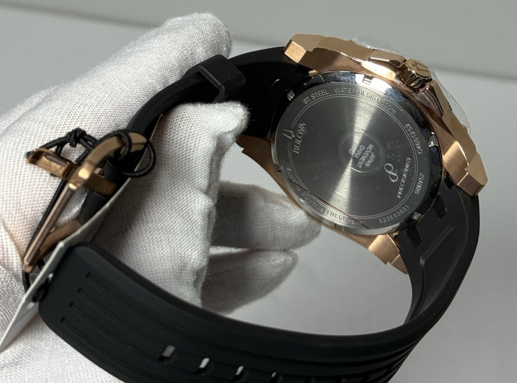 Bulova Precisionist 98B152 Icon Rose Gold Black Dial Polyurethane Men's Watch #8