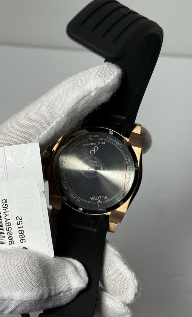 Bulova Precisionist 98B152 Icon Rose Gold Black Dial Polyurethane Men's Watch #9