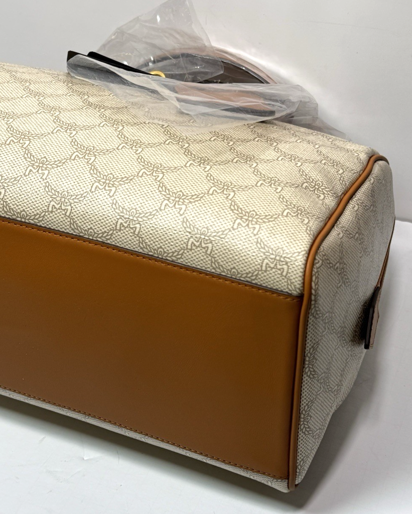 MCM Ella Boston Lauretos Medium Bowling Bag Oatmeal- NWT #6