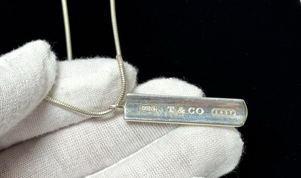 Tiffany & Co 1837 Sterling Silver 925 Bar Pendant 18" Necklace, 2001 #2