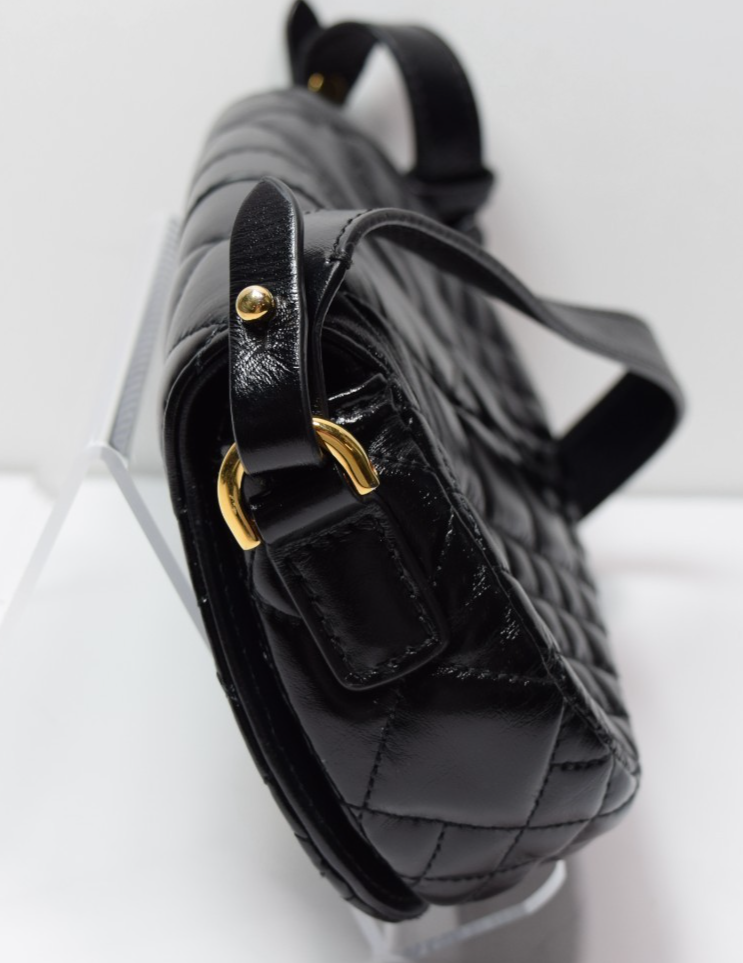 Versace Women's "Greca Goddess" Lamb Leather Gold Logo Mini Handbag Shoulder Bag #9