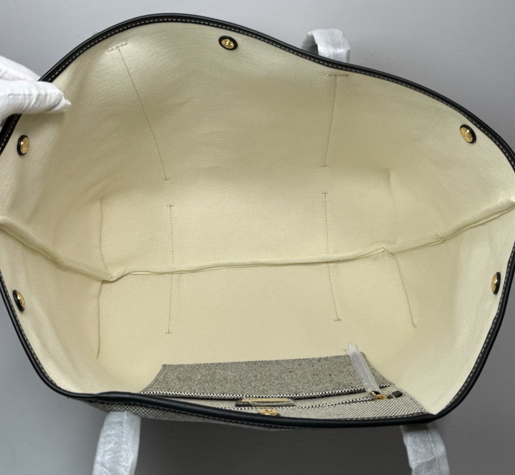 Lauren Ralph Lauren Emerie Canvas and Leather Extra Large Tote -Brand New #5