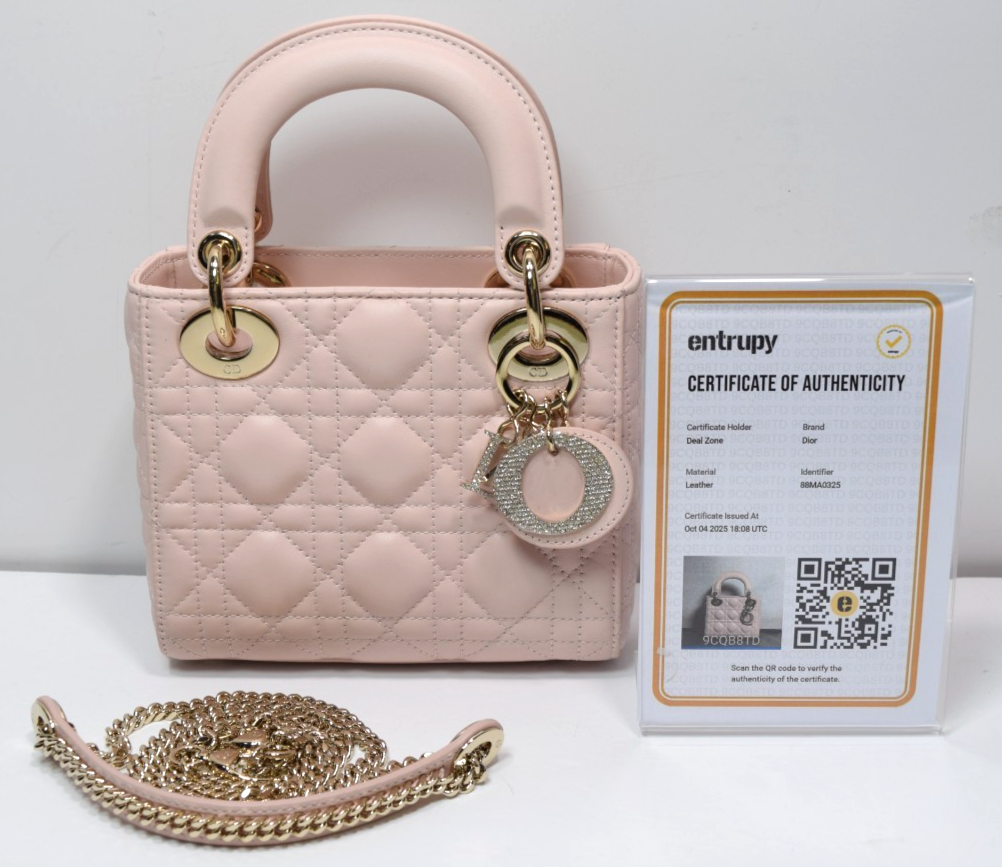 Christian Dior Lady Dior Mini Bag Pink Cannage Lambskin Gold Hardware #1