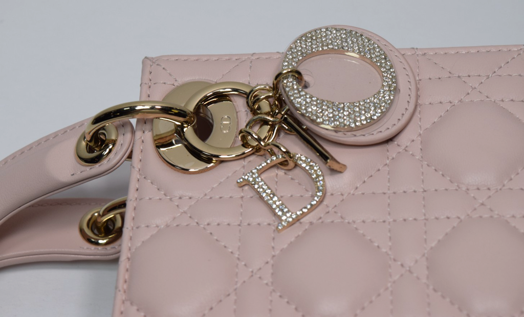 Christian Dior Lady Dior Mini Bag Pink Cannage Lambskin Gold Hardware #10