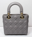 Christian Dior Lady Dior Small Bag – Gray Lambskin / Gold Hardware *No Strap* used