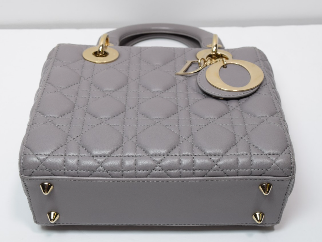 Christian Dior Lady Dior Small Bag – Gray Lambskin / Gold Hardware *No Strap* #2