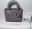 Christian Dior Lady Dior Small Bag – Gray Lambskin / Gold Hardware *No Strap* – photo-7