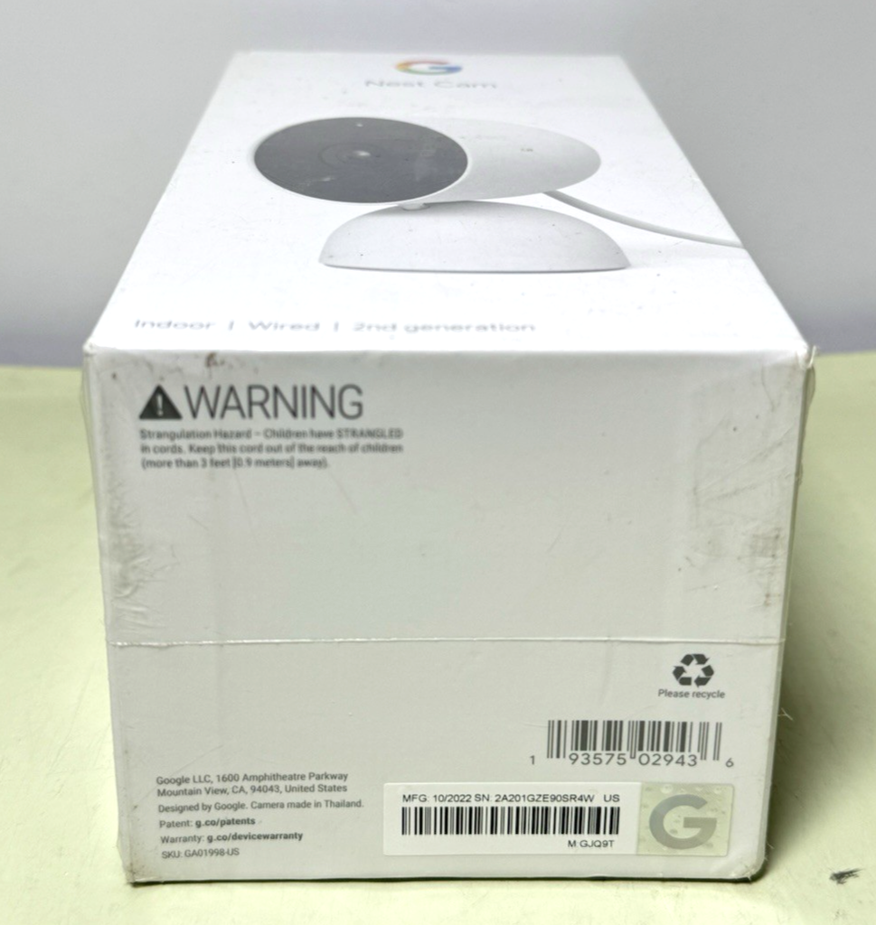 Google Nest Cam Indoor Wired Security Camera 2nd Gen GA01998-US-Sealed #3