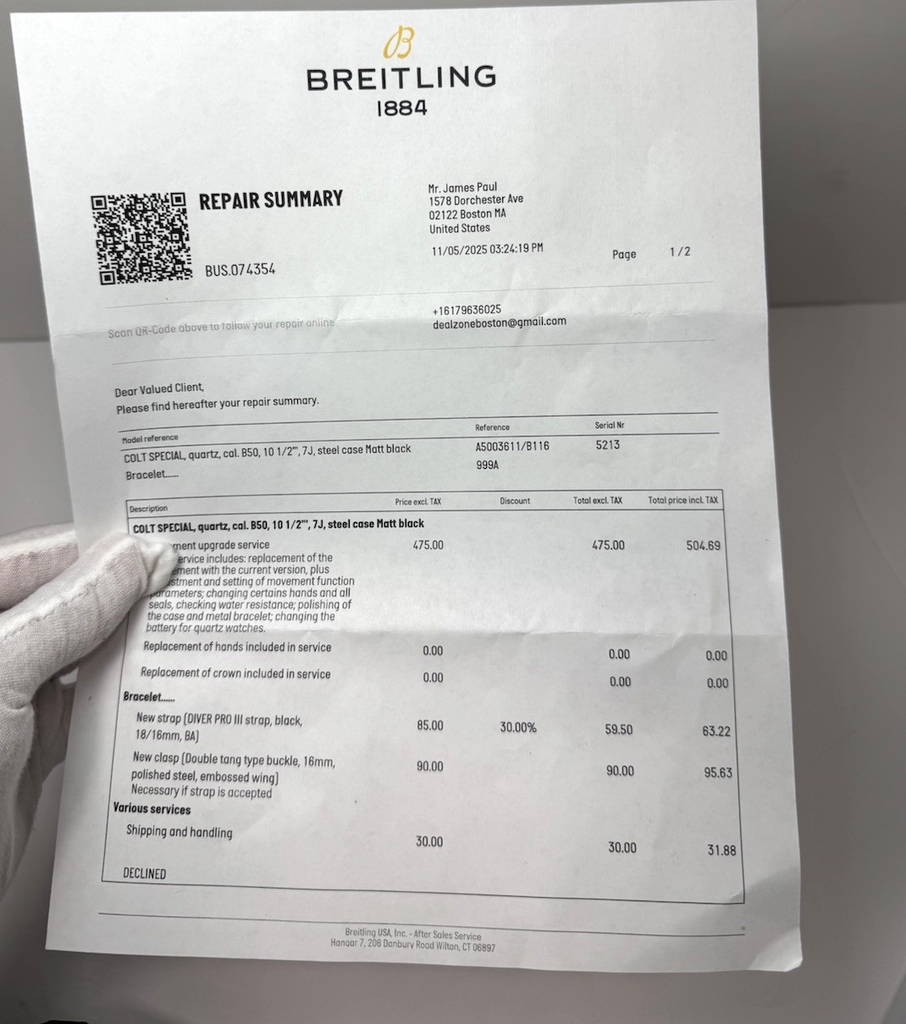Breitling Colt Special Quartz B50 36mm Matt Black 2025 Breitling Service #12