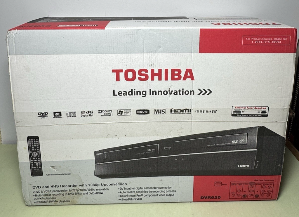 Toshiba DVR-620 DVD Recorder VCR Combo 1080p Upconversion-Brand New #1
