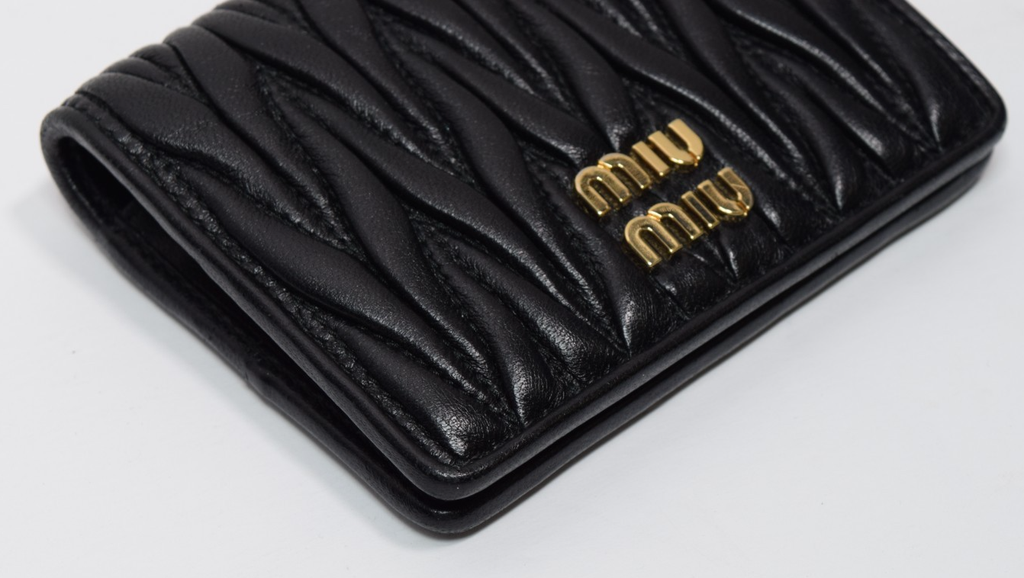 Miu Miu Matelasse Textured Leather Wallet Black #4