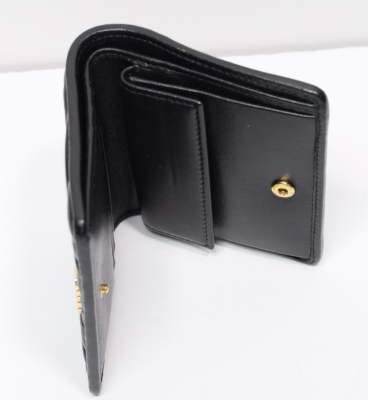 Miu Miu Matelasse Textured Leather Wallet Black #11