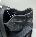GUCCI 495563 GG Supreme Canvas Backpack Black Leather Trim Men's Bag price
