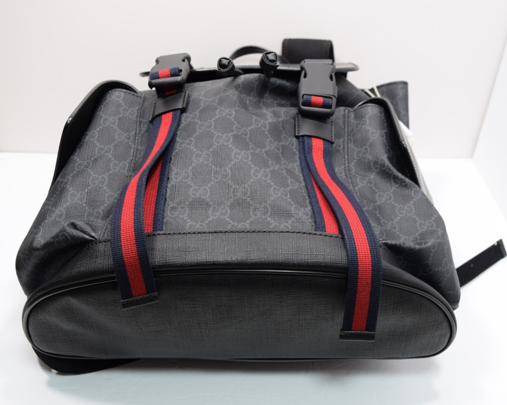 GUCCI 495563 GG Supreme Canvas Backpack Black Leather Trim Men's Bag #7