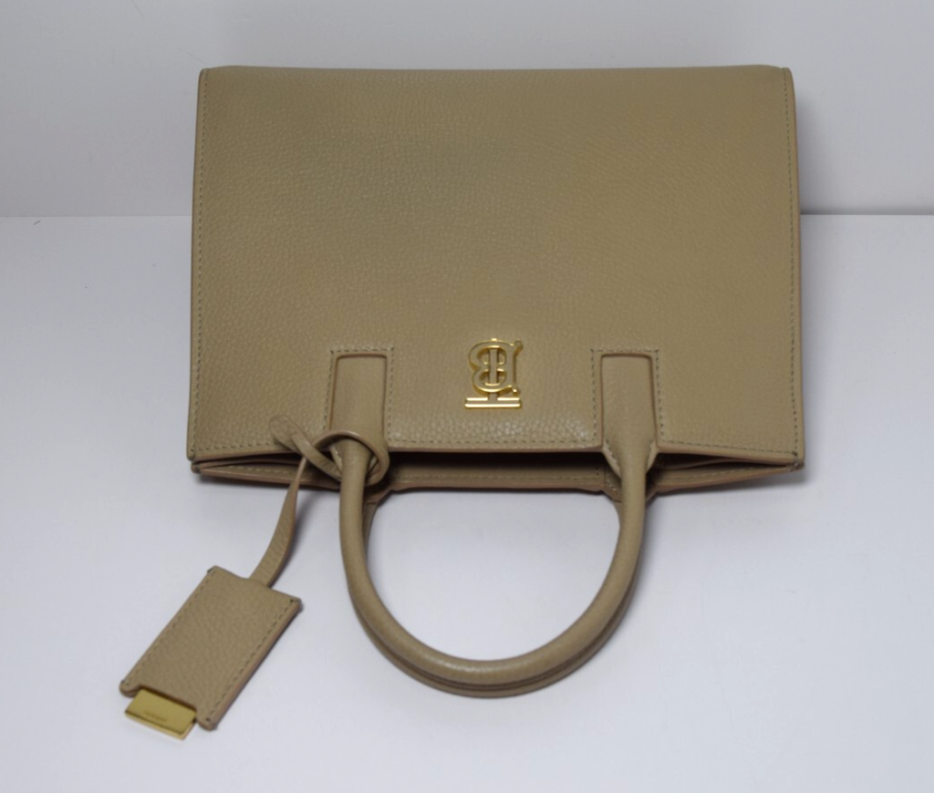 Burberry Frances Tote Leather Beige Mini #6