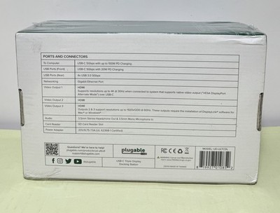 Plugable USB Type-C Triple Display Docking Station - New-Sealed #2