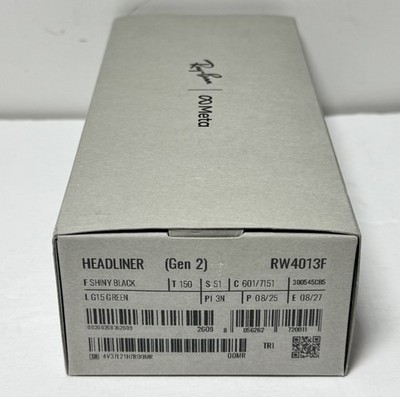 Ray-Ban Meta Headliner Gen 2 RW4013F Low Bridge Fit (Shiny Black, G15 Green)-New #3