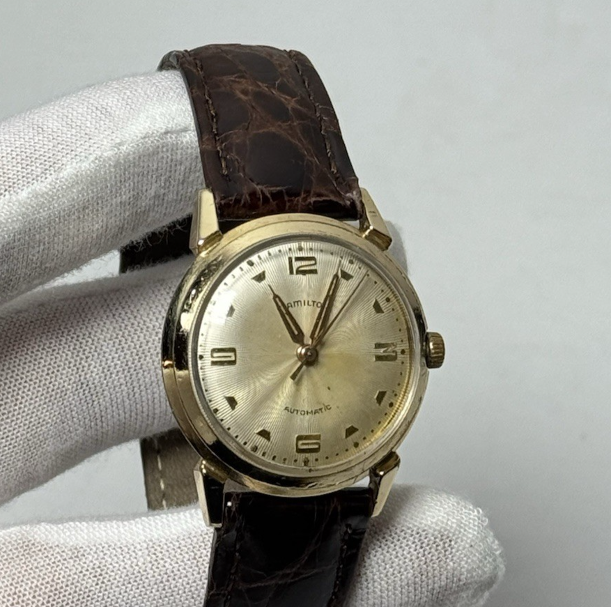 Vintage HAMILTON Men's Automatic Watch Cal.672 17Jewels 10K RGP 1950s-32mm #5