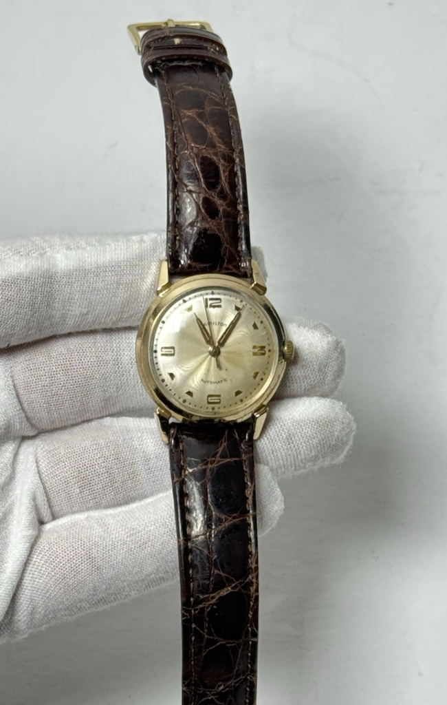 Vintage HAMILTON Men's Automatic Watch Cal.672 17Jewels 10K RGP 1950s-32mm #10