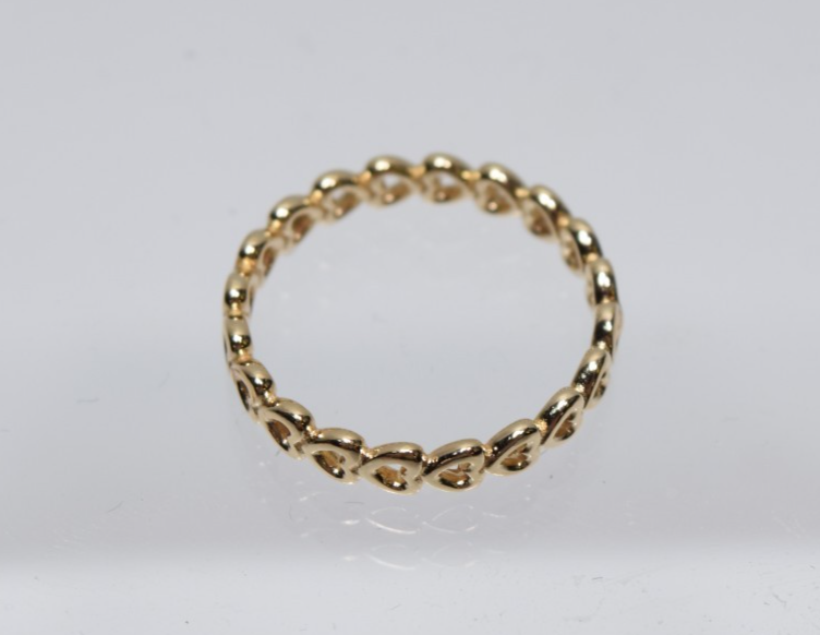 PANDORA Band Of Hearts 14k Yellow Gold Ring Band Size 5.75 #3